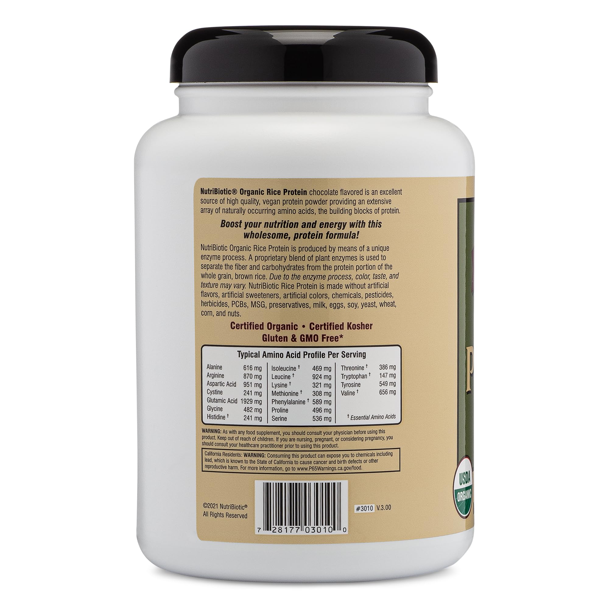 NutriBiotic textura del polvo en primer plano, mezcla fácil y fina