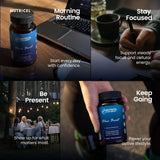 Nutricel cápsulas en la palma de la mano, escala y control de dosis visibles