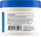 Nutricost bote junto a monedas para apreciar tamaño y raciones