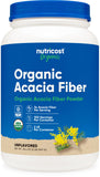 Nutricost envase frontal mostrando etiqueta orgánica y ventaja de fibra