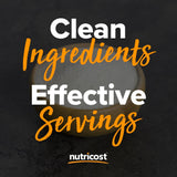 Nutricost comparación de tamaño del bote y contenido 454 g