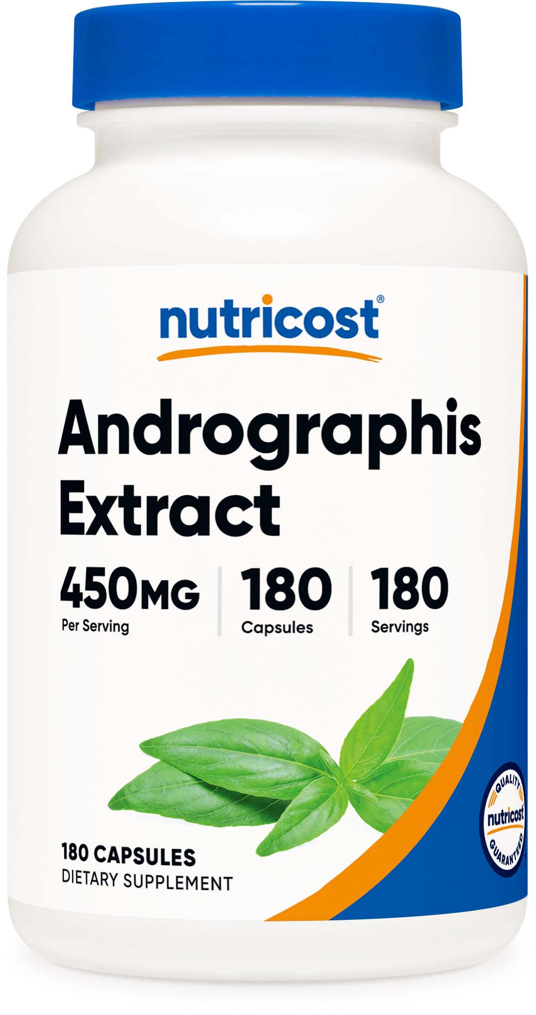 Nutricost frasco frontal de Andrographis mostrando etiqueta clara y tamaño