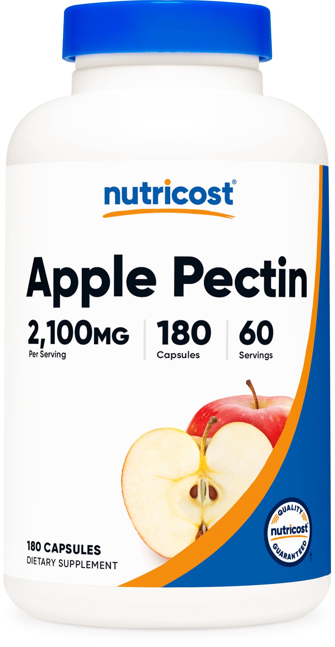 Frontal del frasco Nutricost Apple Pectin mostrando etiqueta y beneficios claros