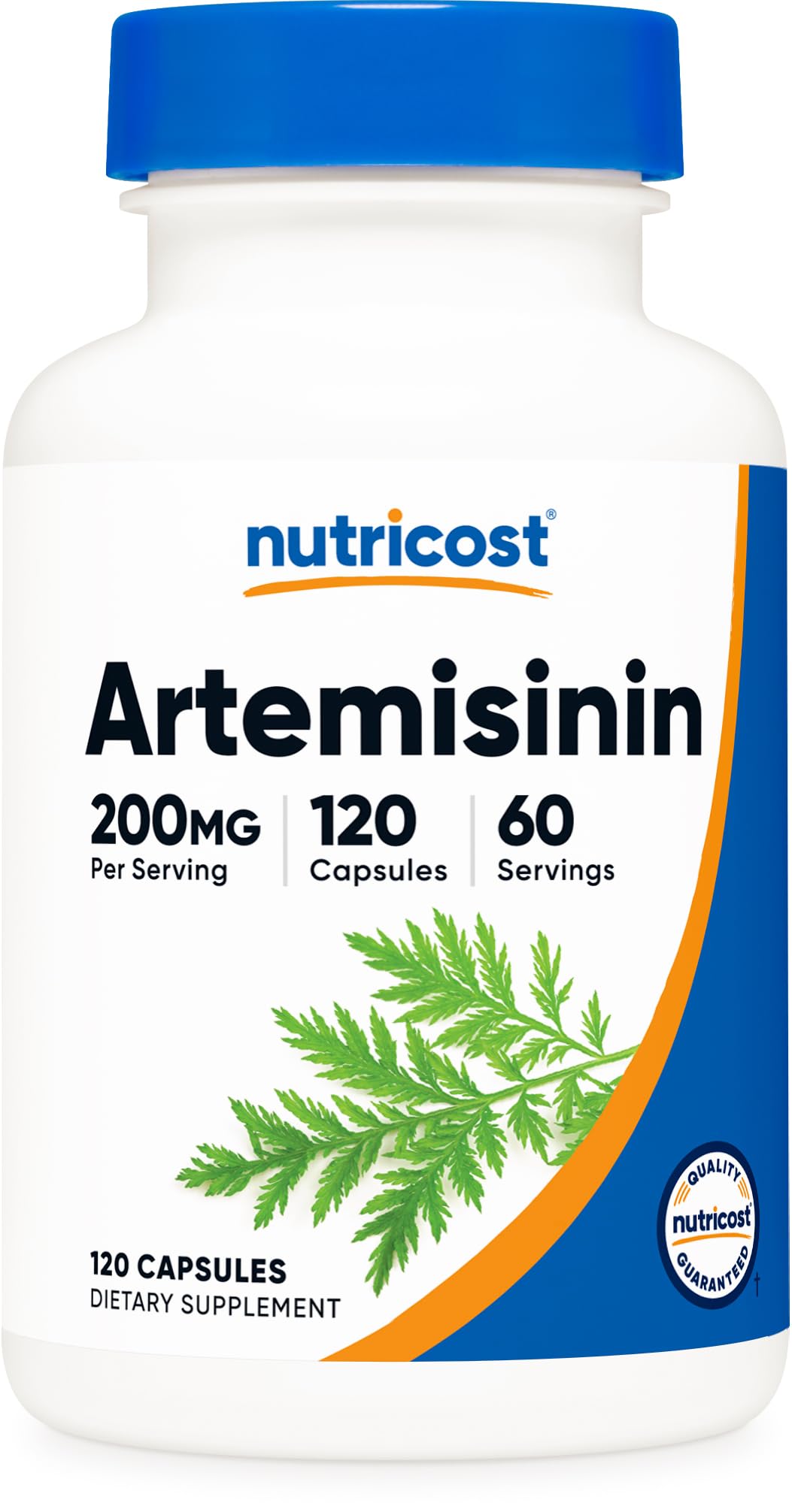 Nutricost artemisinin vista frontal del frasco con información clara, conveniencia