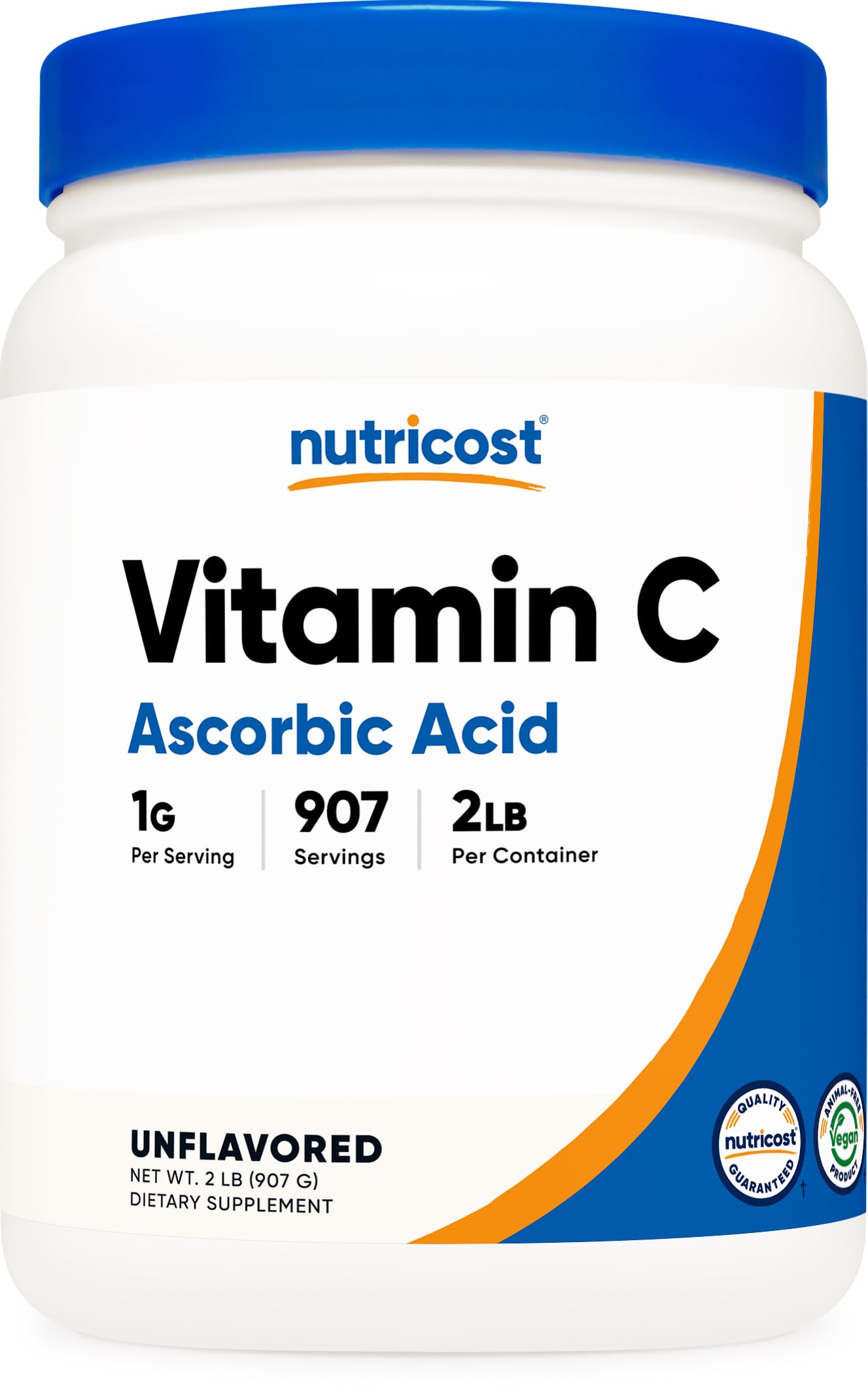 Nutricost vista frontal del envase con 2 libras, claridad y confianza