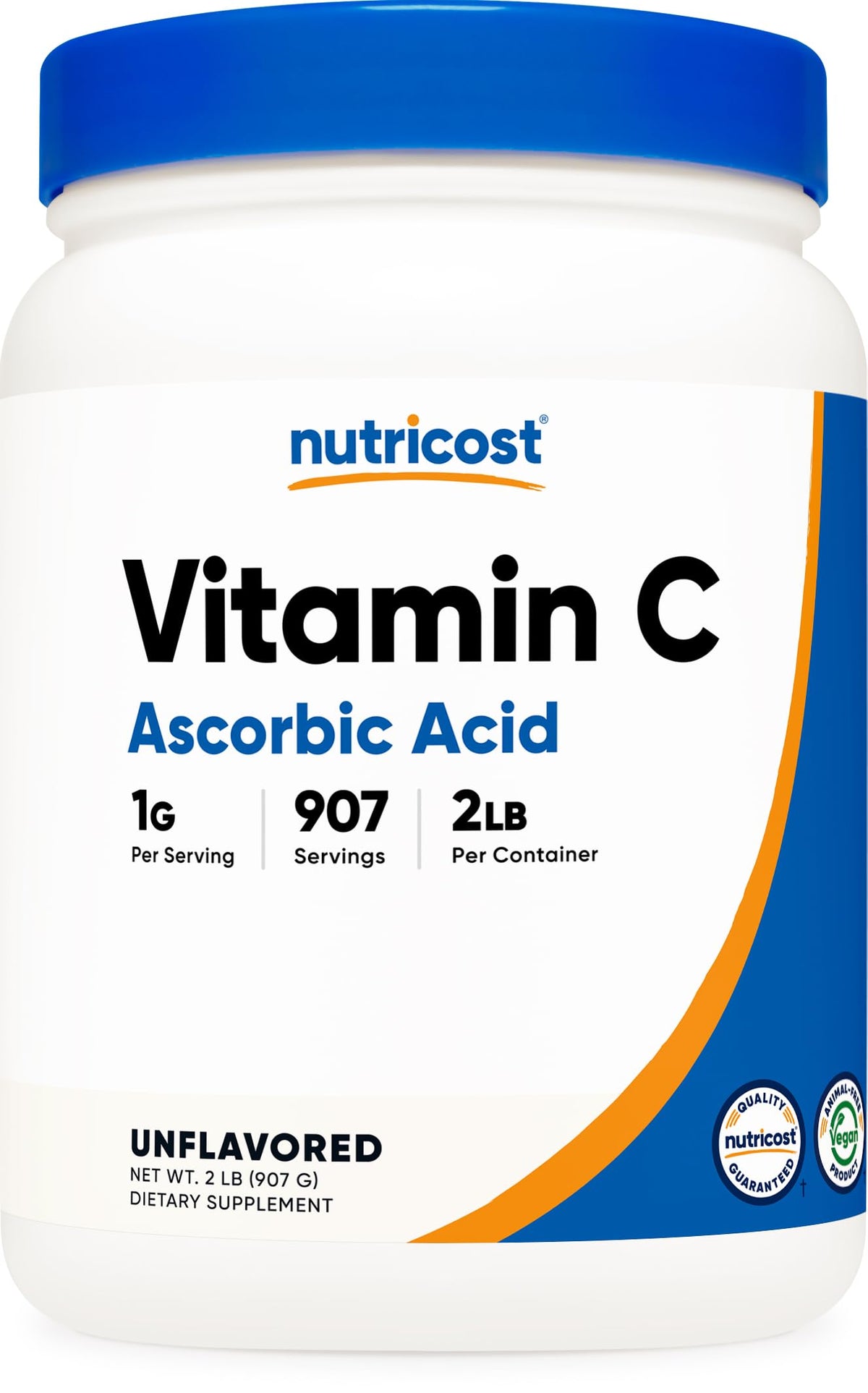 Nutricost vista frontal del envase con 2 libras, claridad y confianza