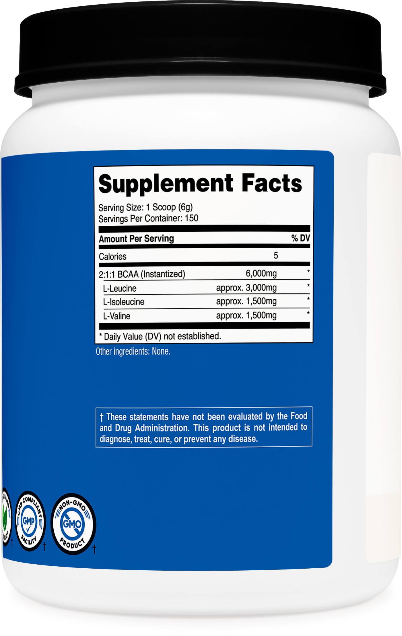 Nutricost BCAA etiqueta en detalle con información de ingredientes y certificaciones
