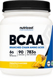 Nutricost bote frontal mostrando 90 servicios y sabor piña, claridad de ingredientes
