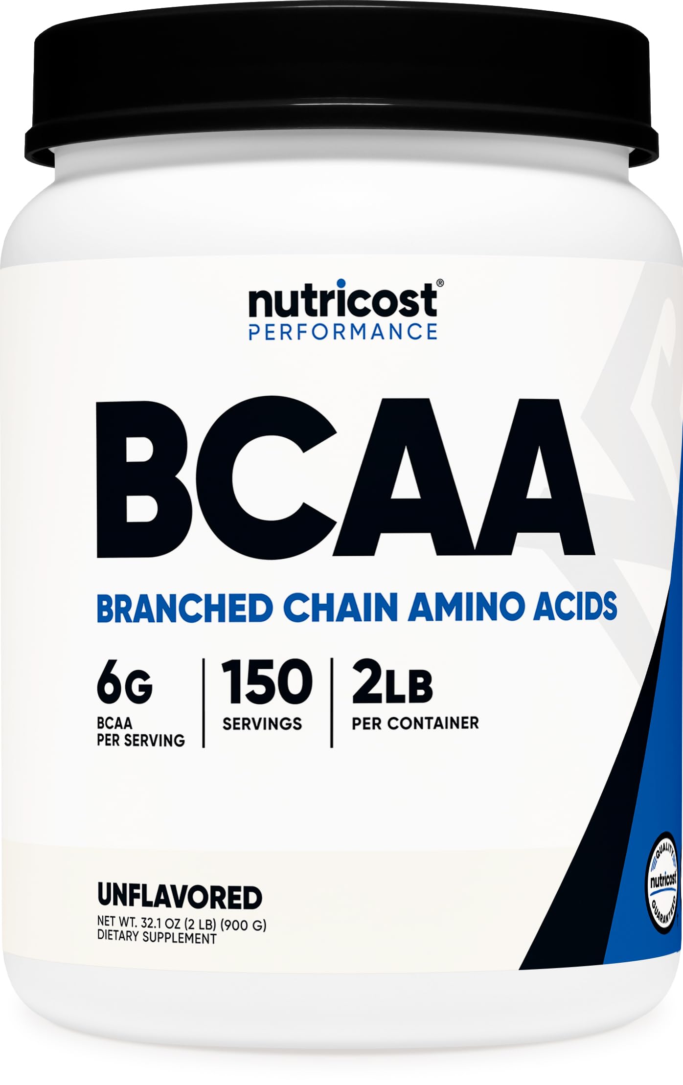 Nutricost BCAA polvo frontal mostrando envase y cantidad, facilita planificación de servicios