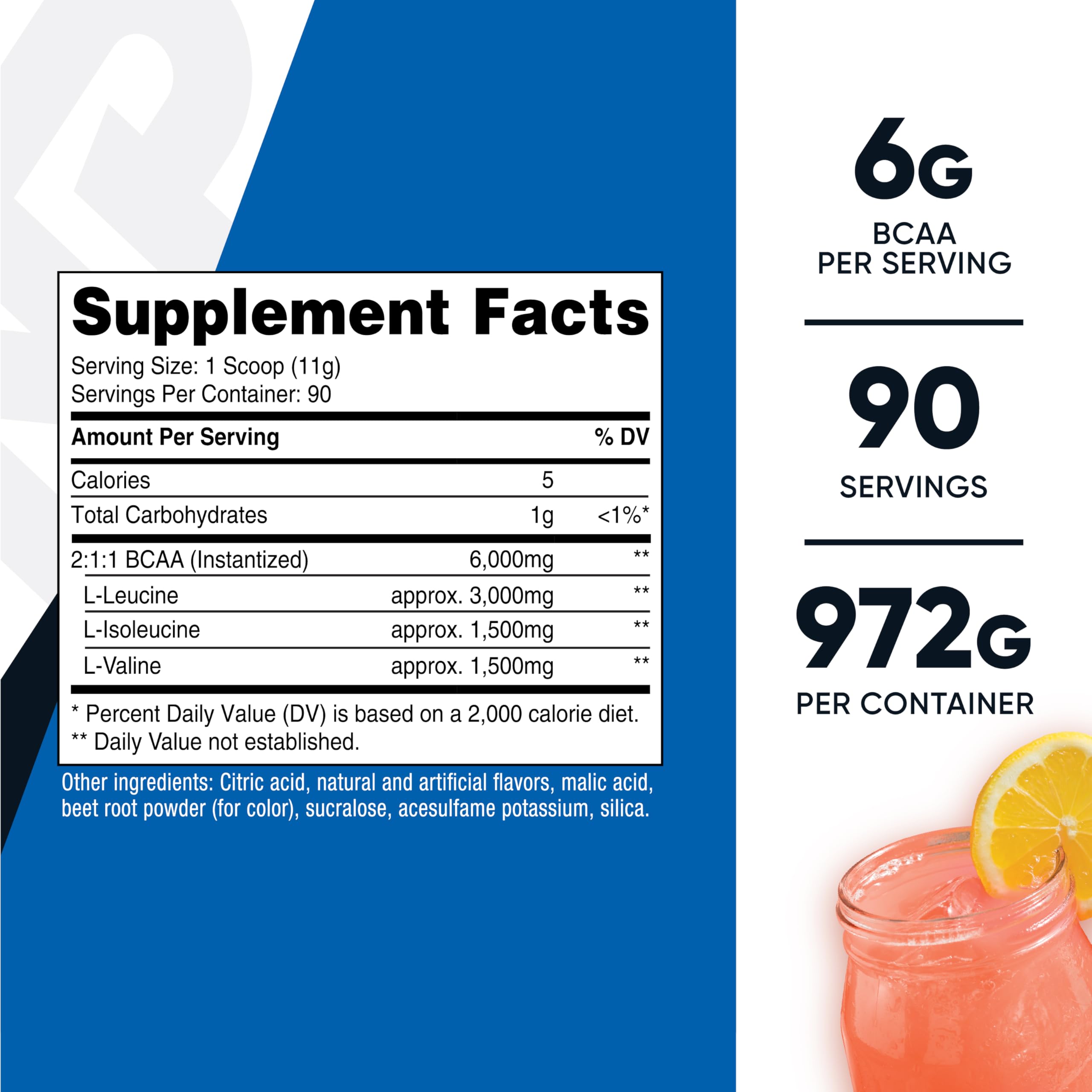 Nutricost primer plano del polvo BCAA, textura fina para mezclar fácilmente