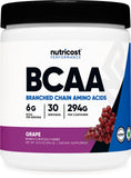Nutricost bote frontal con etiqueta clara y sabor uva, muestra conveniencia