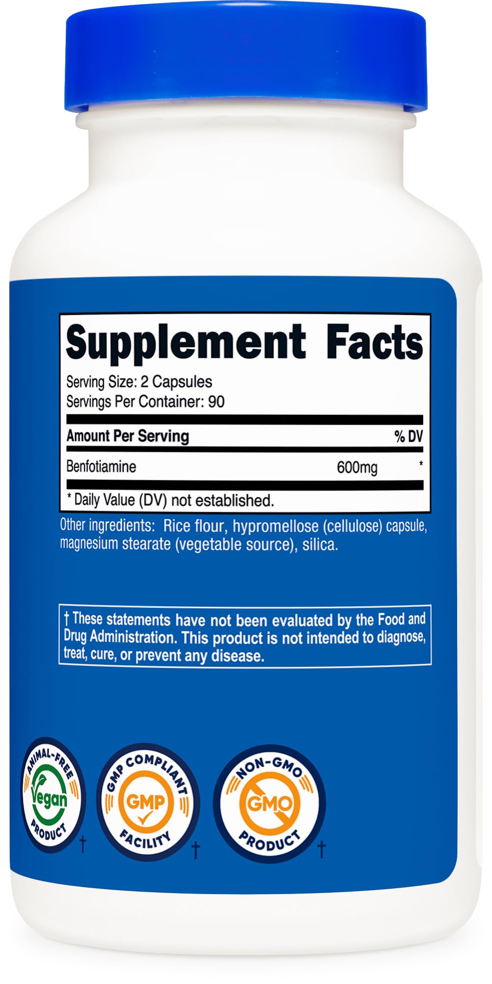 Nutricost etiqueta nutricional resaltando 600 mg y certificaciones de calidad
