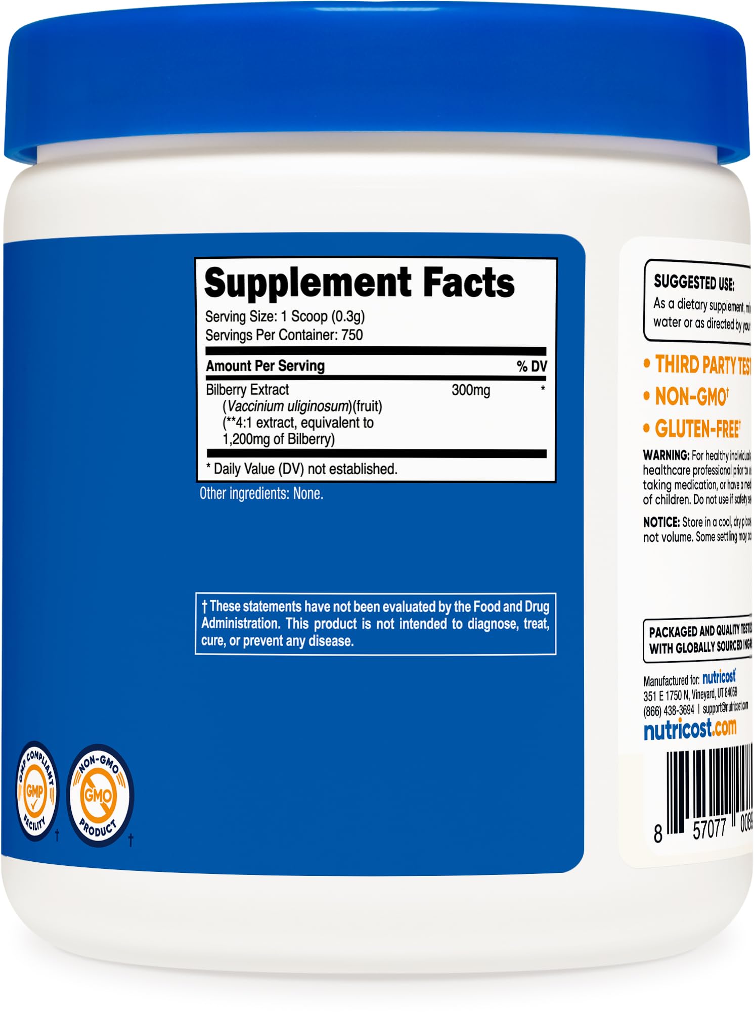 Nutricost frasco junto a objetos para comparar tamaño y cantidad