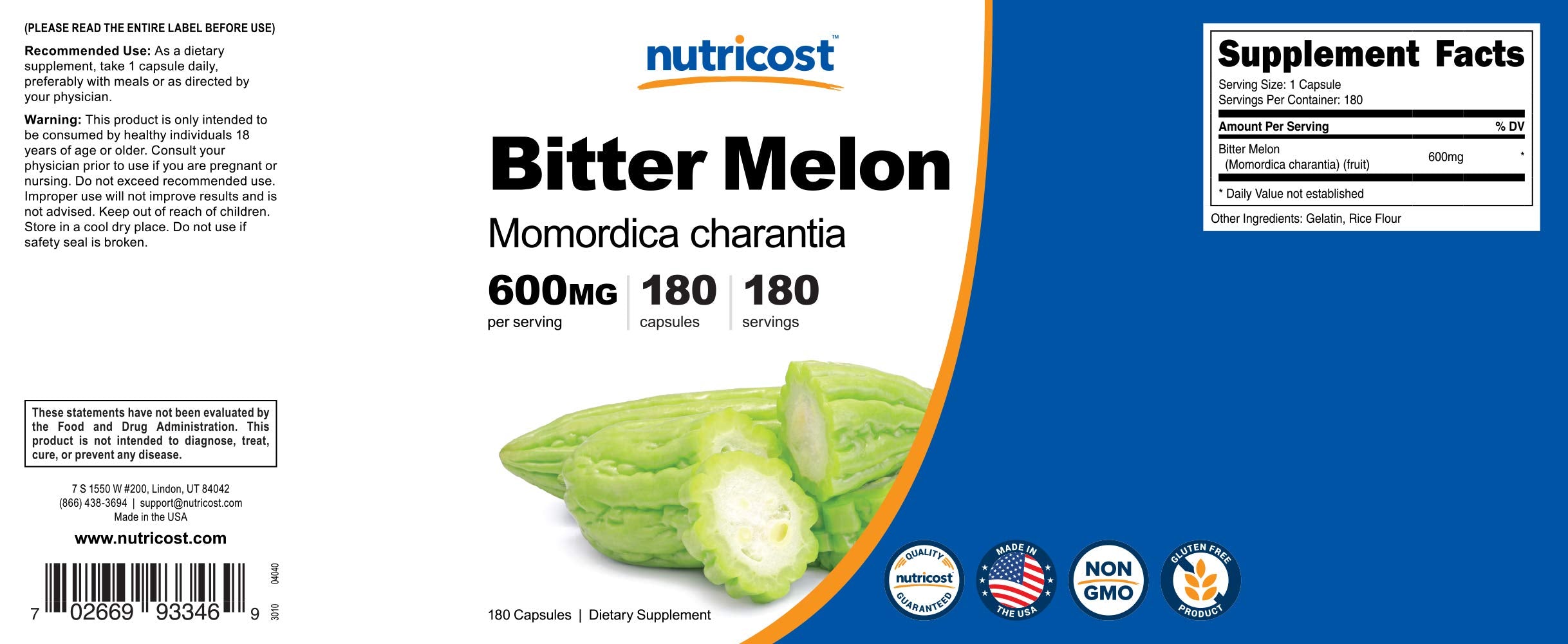 Frasco Nutricost Bitter Melon en cocina moderna sugiriendo integración en la rutina diaria