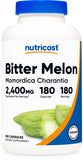Nutricost frasco frontal de Bitter Melon Extract con etiqueta legible y presentación profesional