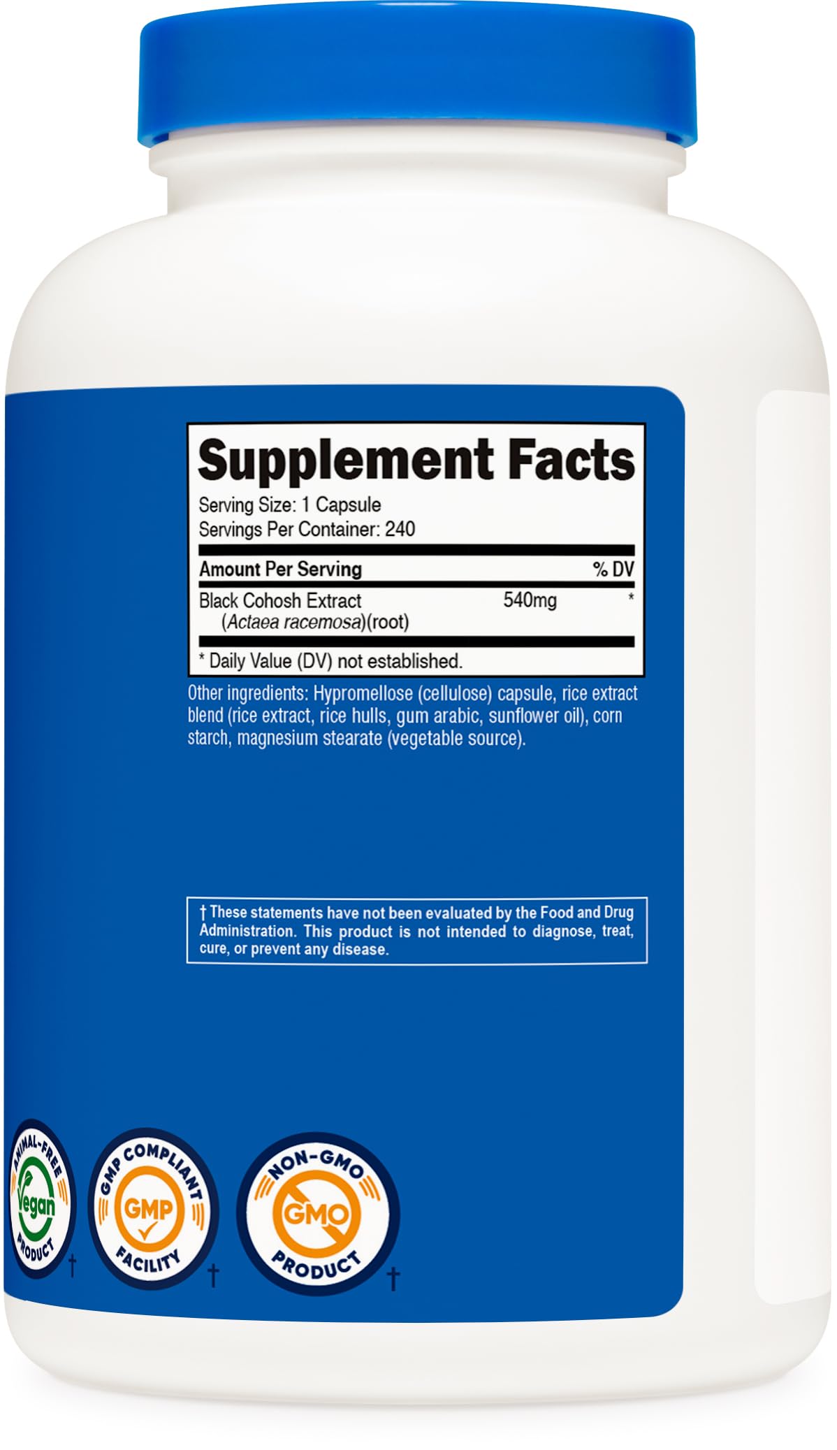 Nutricost etiqueta ampliada mostrando Cimicifuga racemosa y claridad de ingredientes