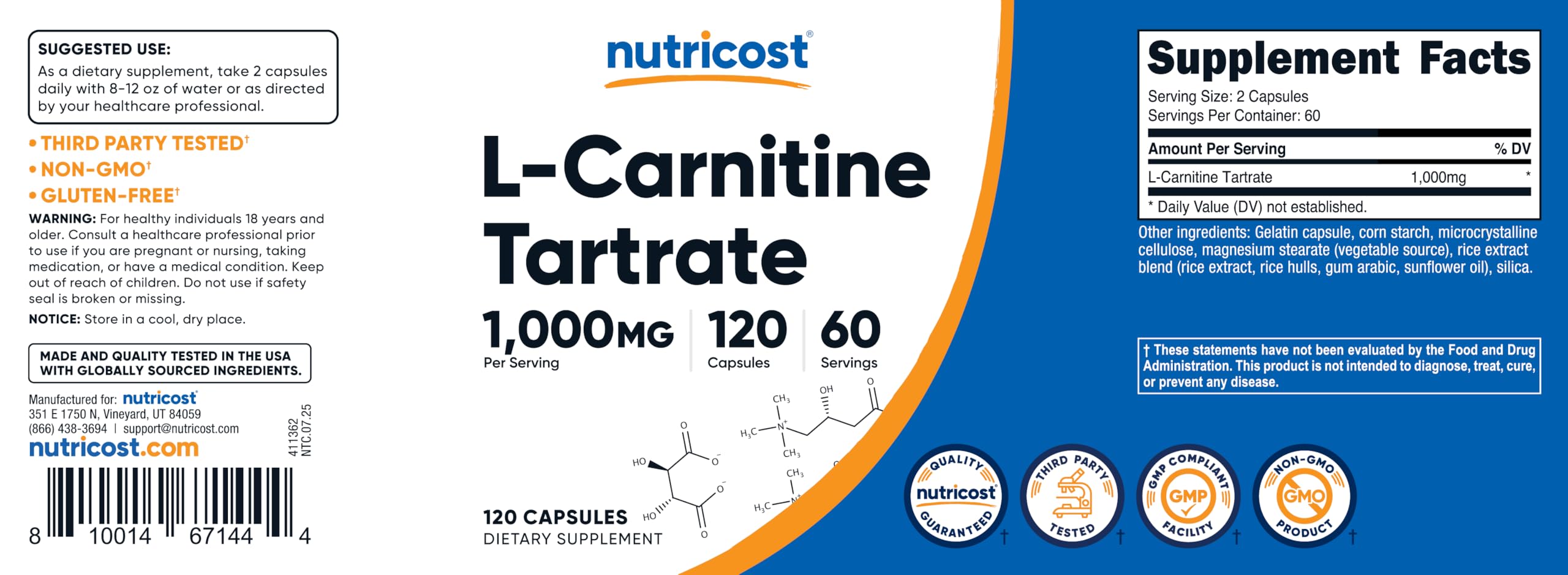Nutricost botella abierta con cápsulas expuestas para visión del contenido