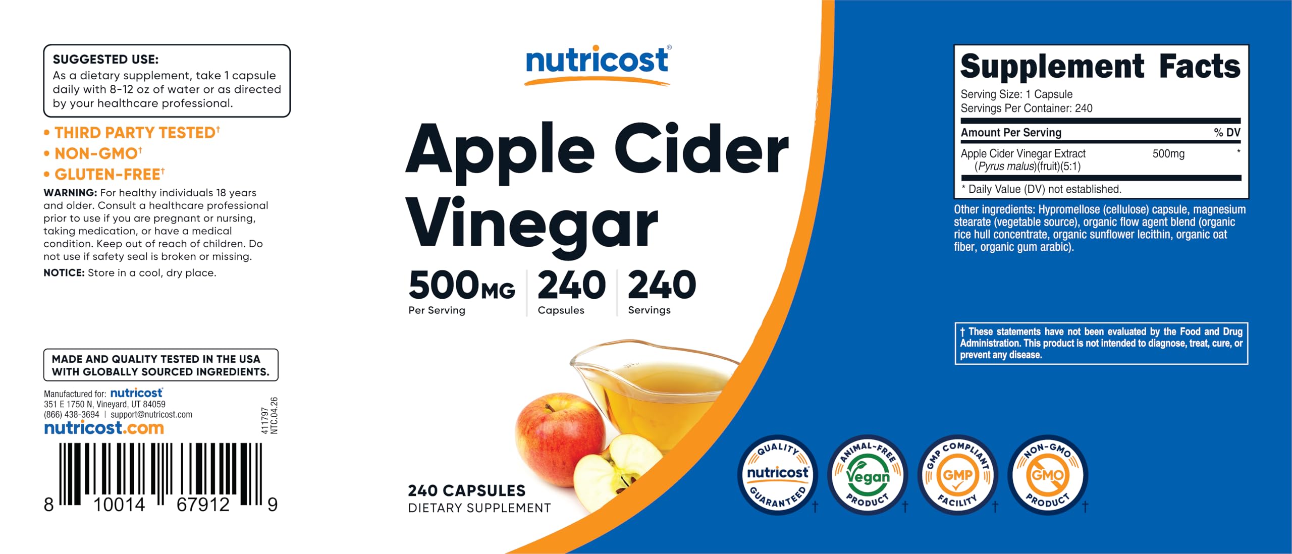 Nutricost imagen con equipo de fábrica que sugiere producción GMP segura