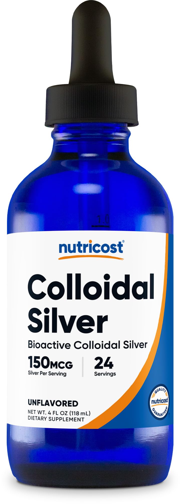 Nutricost botella frontal 4oz vidrio azul para protección UV
