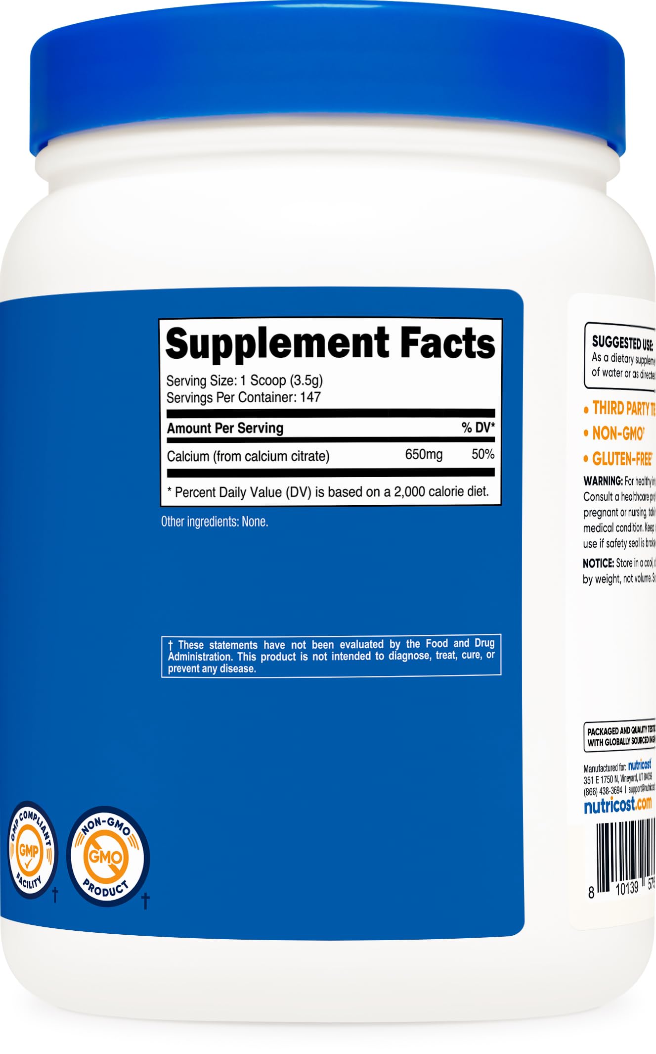Nutricost etiqueta nutricional y datos del producto para ver ingredientes y dosis