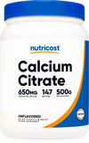 Nutricost envase frontal del calcio citrato mostrando tamaño y marca, opción práctica