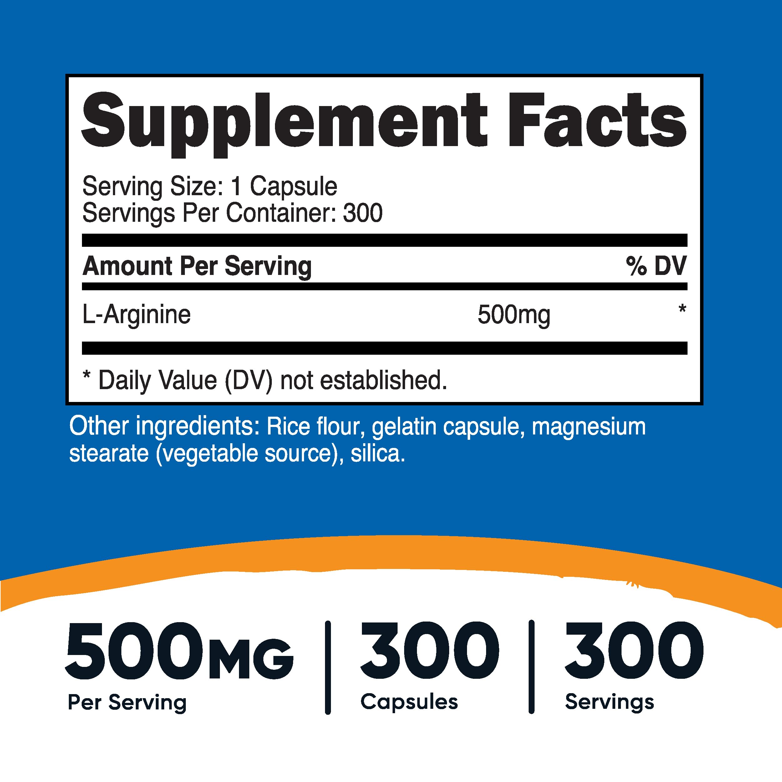 Cápsula de Nutricost L-Arginine en primer plano con textura clara