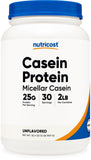 Nutricost Casein frontal del envase mostrando tamaño y utilidad