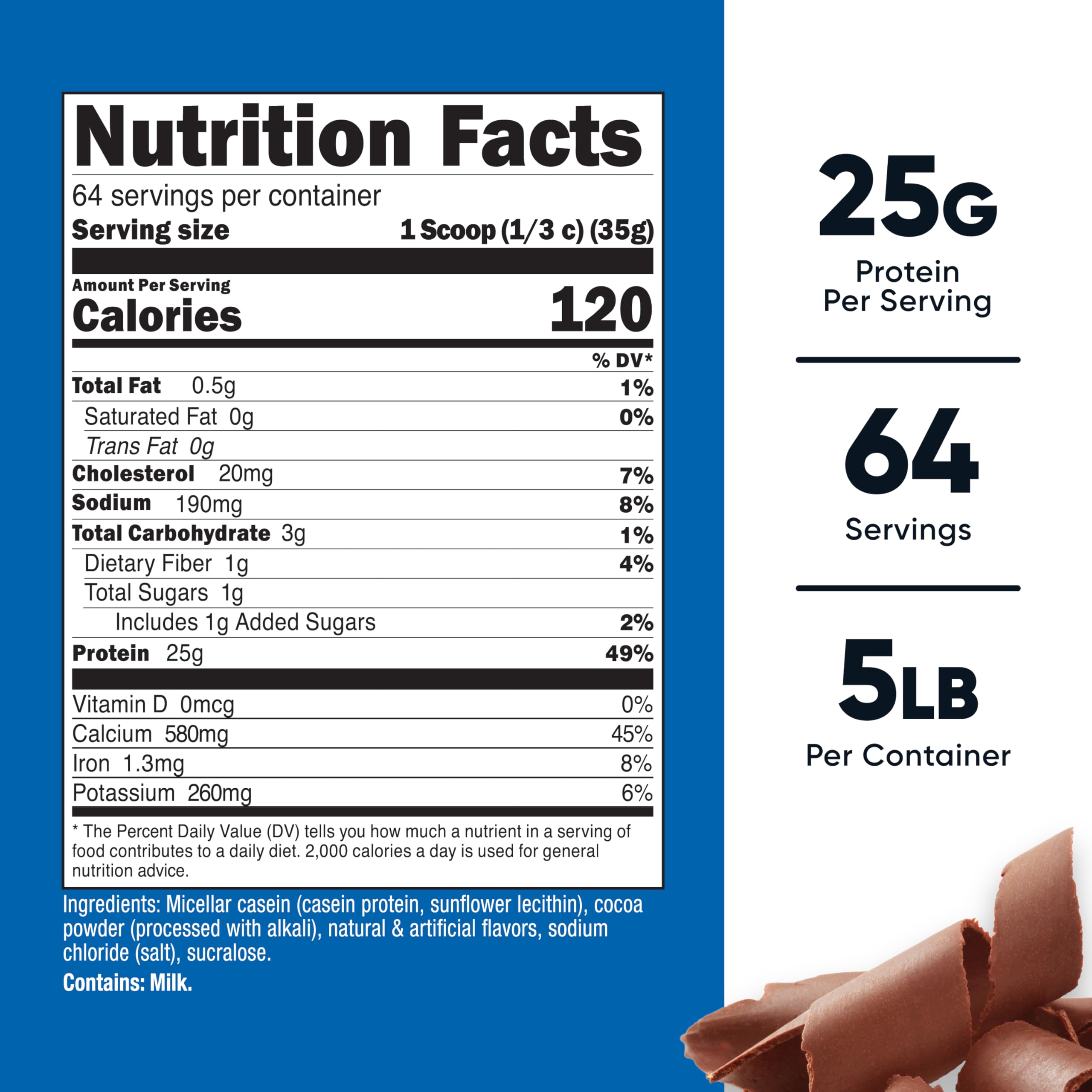 Nutricost textura del polvo de caseína chocolate, mezcla fina y sabor apetecible