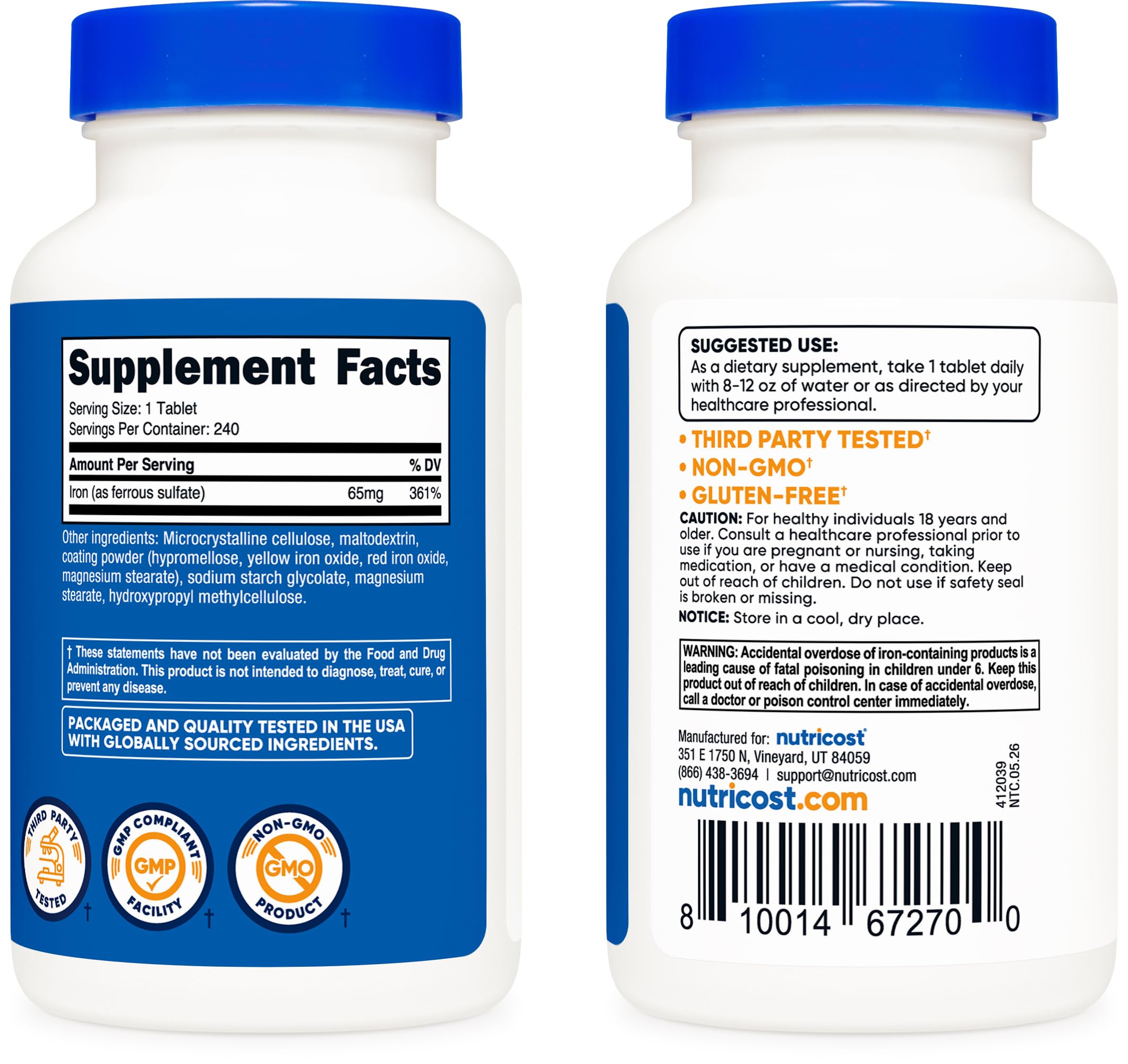 Nutricost sello de certificación de fábrica destacando calidad y control