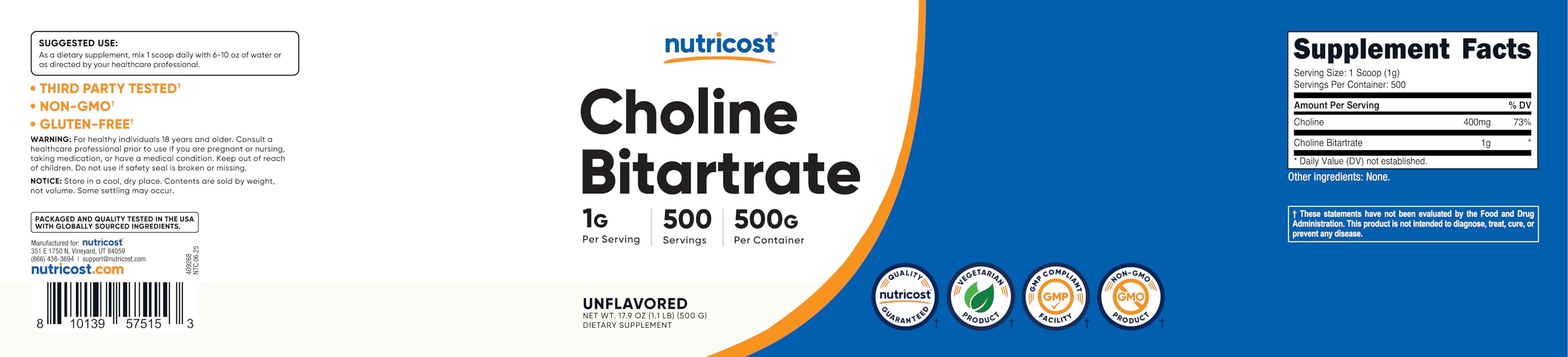 Nutricost envase junto a una balanza para comparar tamaño y peso