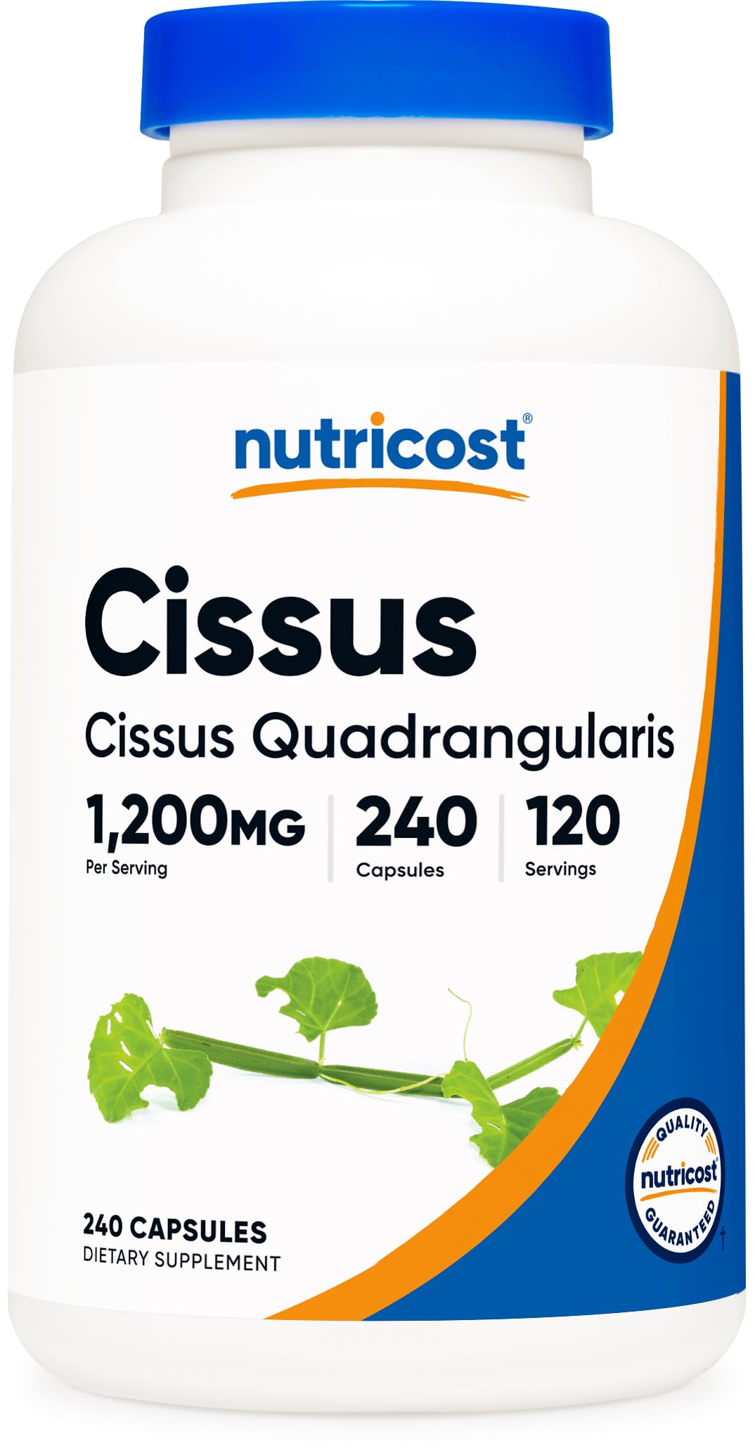 Nutricost frasco frontal mostrando etiqueta legible y beneficios claros
