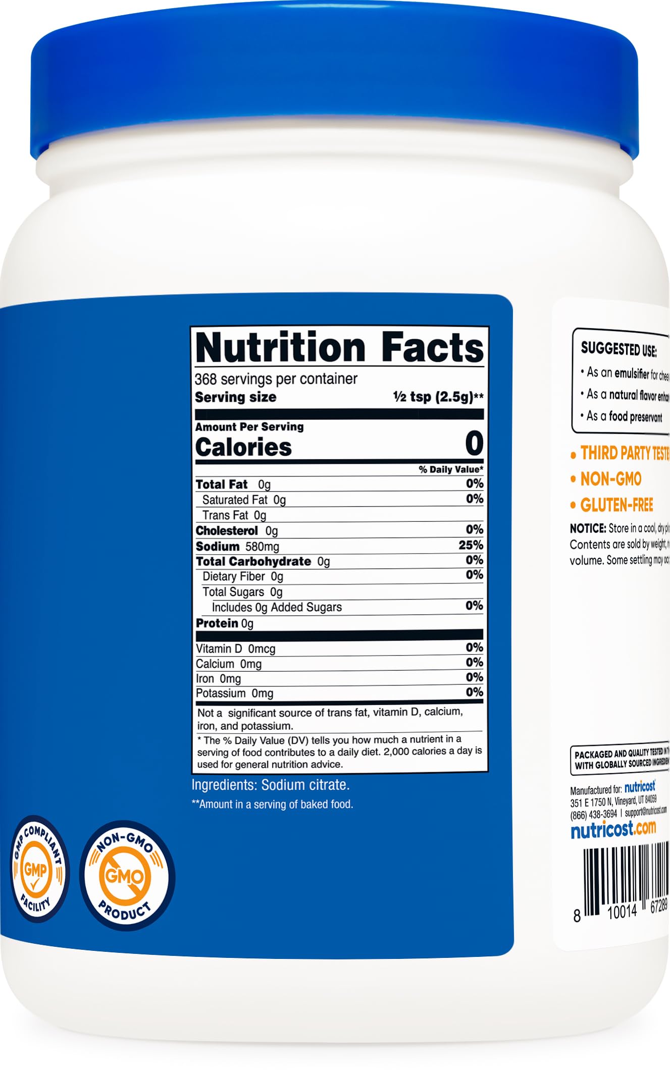 Nutricost etiqueta y certificaciones en el envase destacando calidad alimentaria