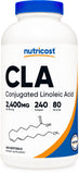 Nutricost CLA envase frontal mostrando 240 softgels y la pureza del producto