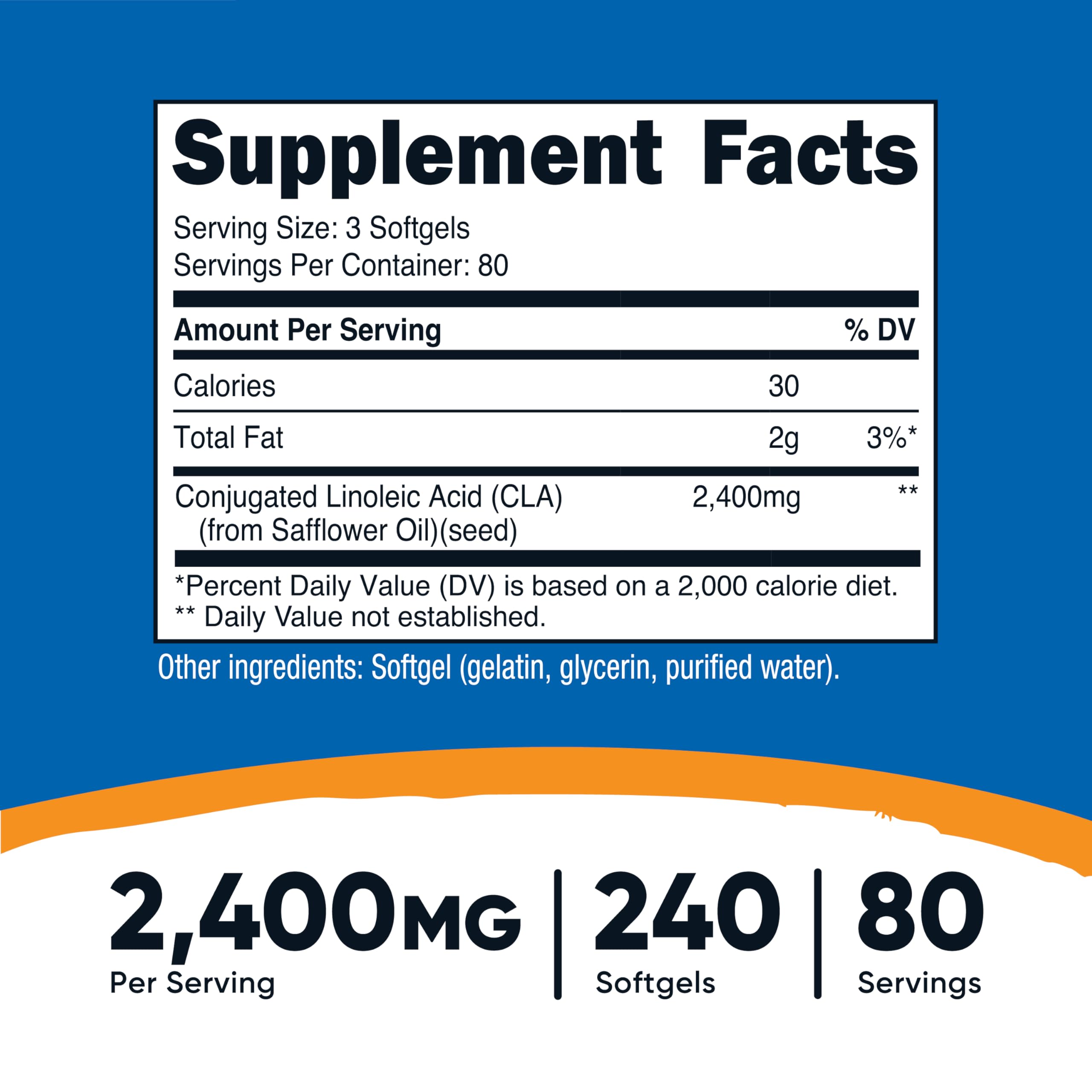 Nutricost CLA primer plano de softgel mostrando textura y fácil ingestión