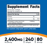 Nutricost CLA primer plano de softgel mostrando textura y fácil ingestión