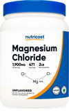 Nutricost envase frontal de cloruro de magnesio 2 lb mostrando marca y tamaño, conveniencia