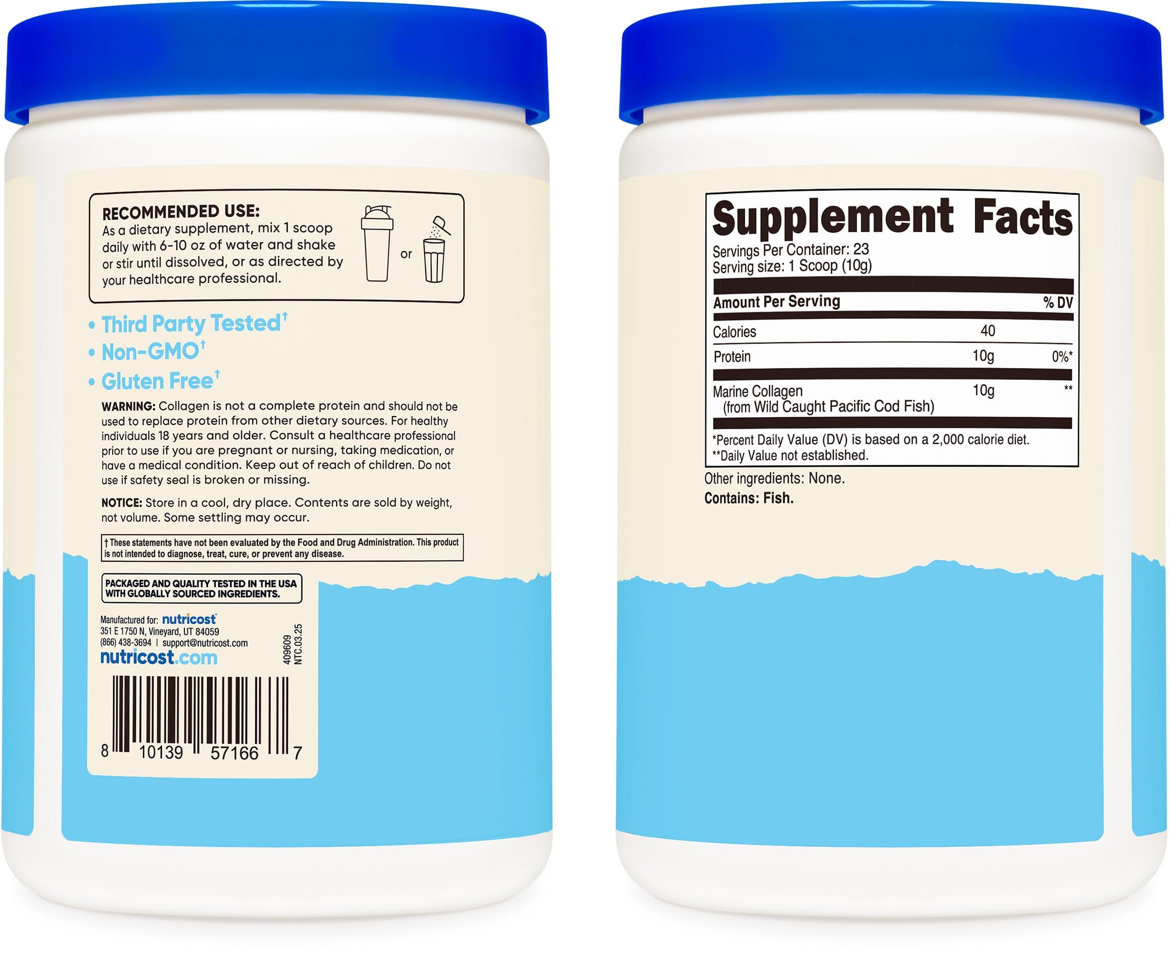 Nutricost colágeno integrado en horneado, añade proteína sin sabor