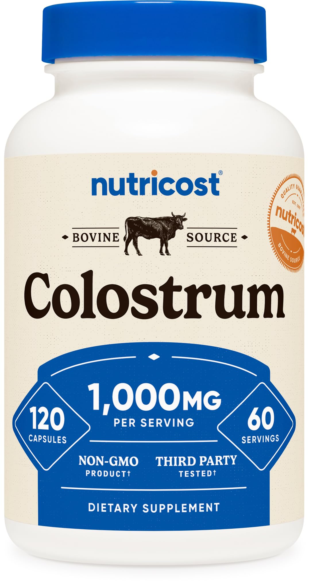 Nutricost frasco frontal mostrando 120 cápsulas y etiquetado claro