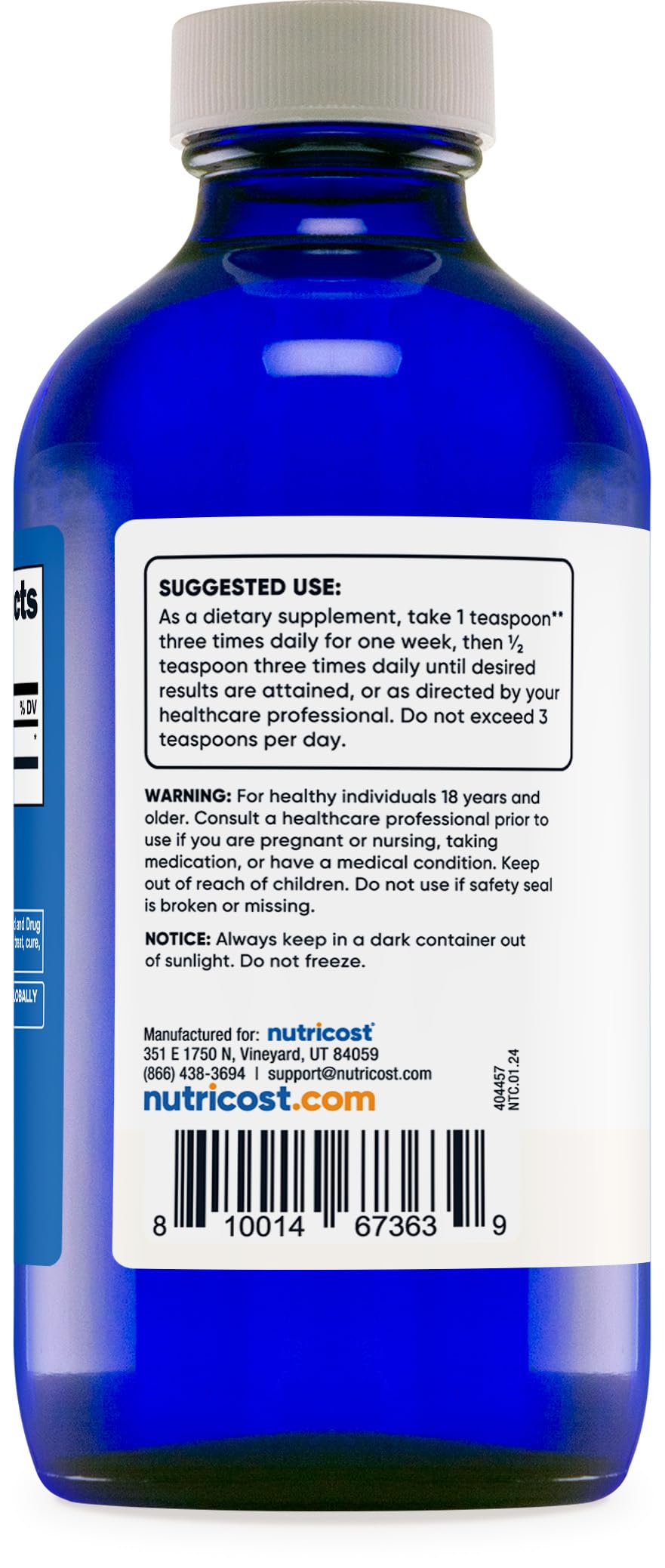 Nutricost comparación de tamaño 8oz para apreciar volumen real