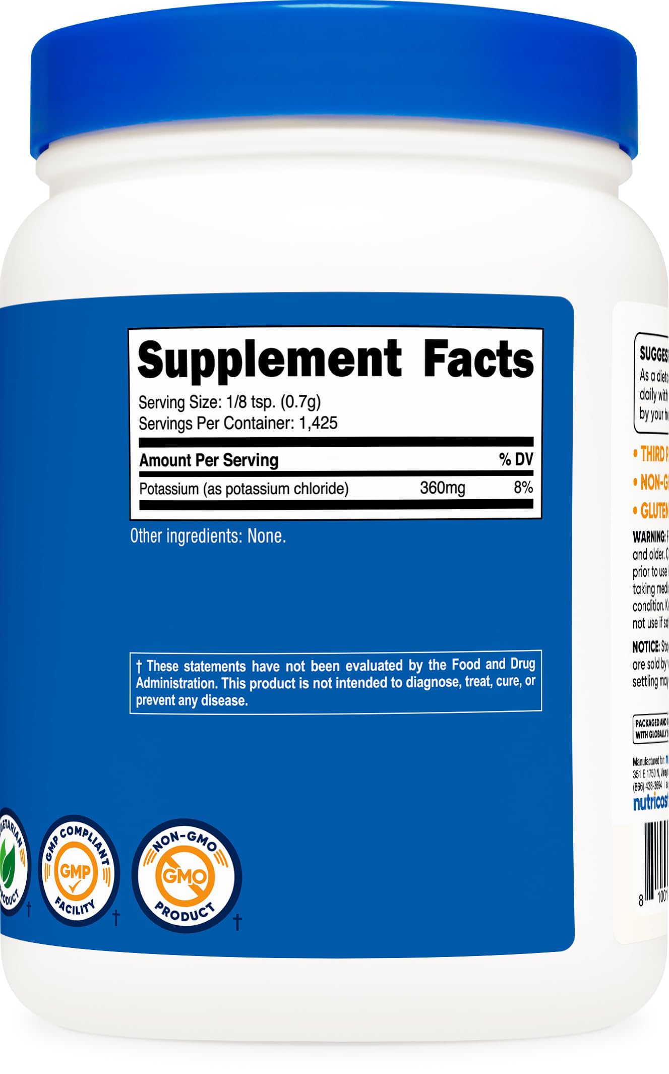 Frasco Nutricost en mano para mostrar tamaño y cantidad de 1 kg