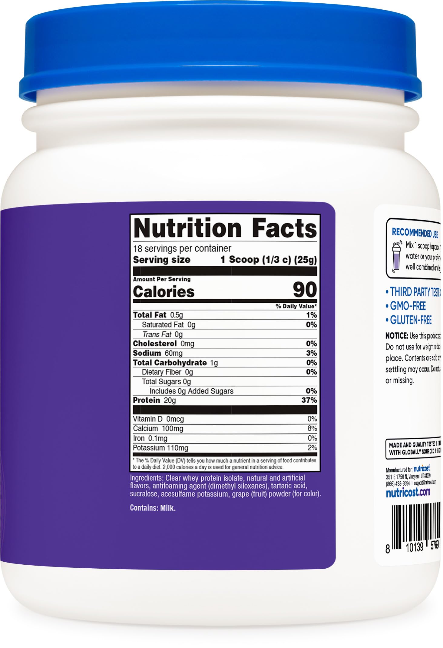 Nutricost producto en cocina junto a botella de agua para uso diario práctico