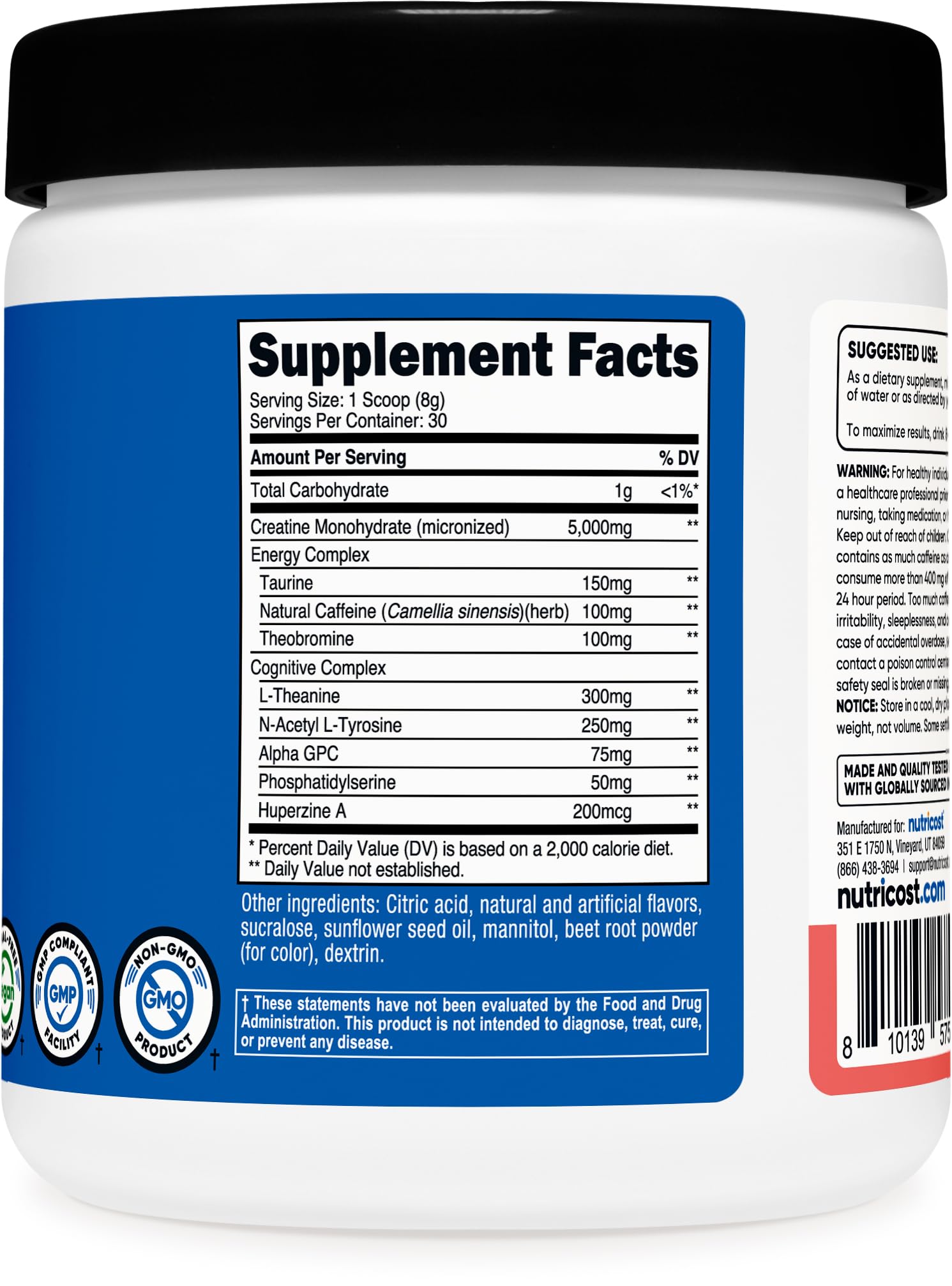 Nutricost complemento en el gimnasio antes del entrenamiento para enfoque
