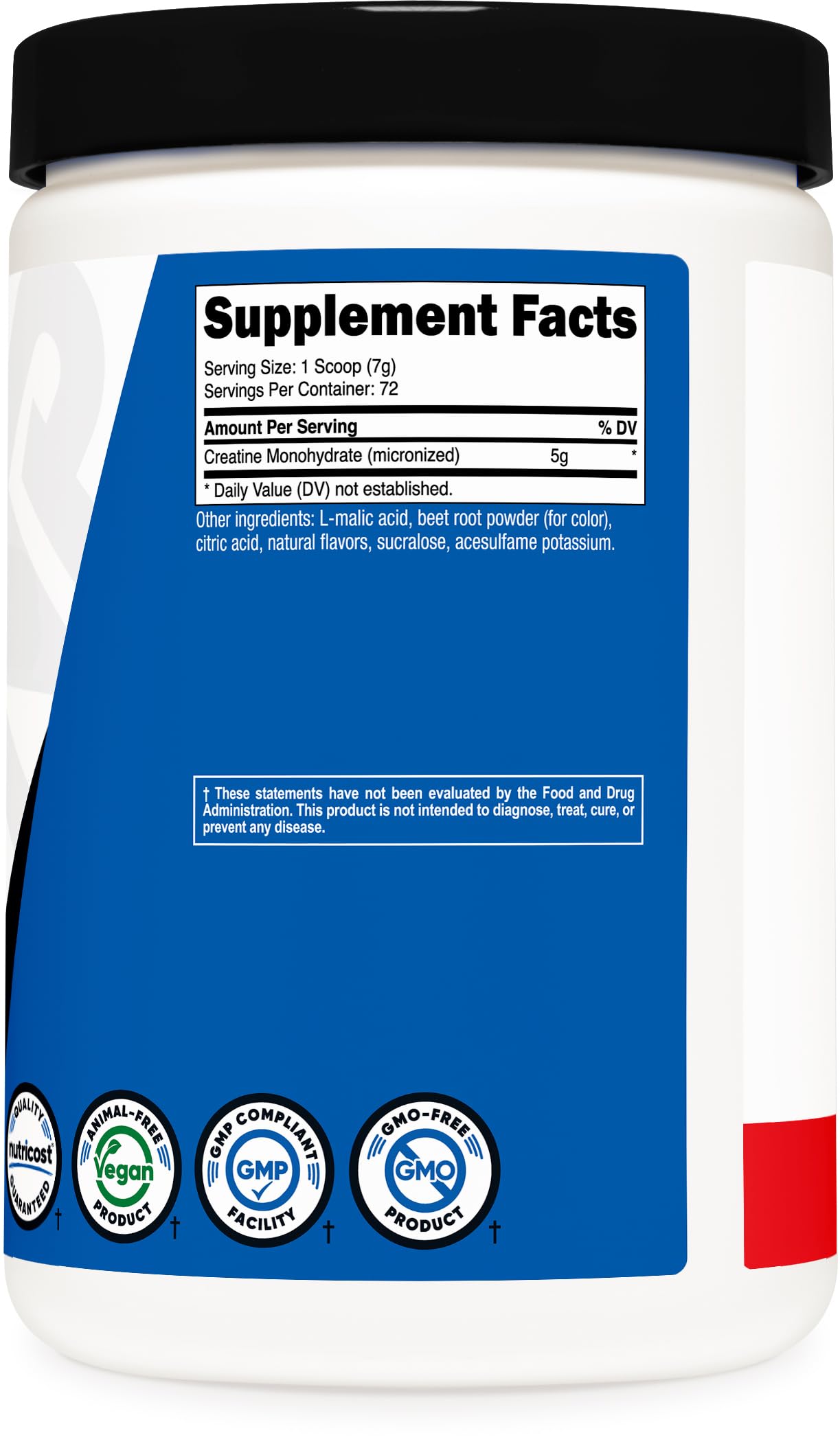 Nutricost creatine comparación de tamaño del envase para evaluar cantidad