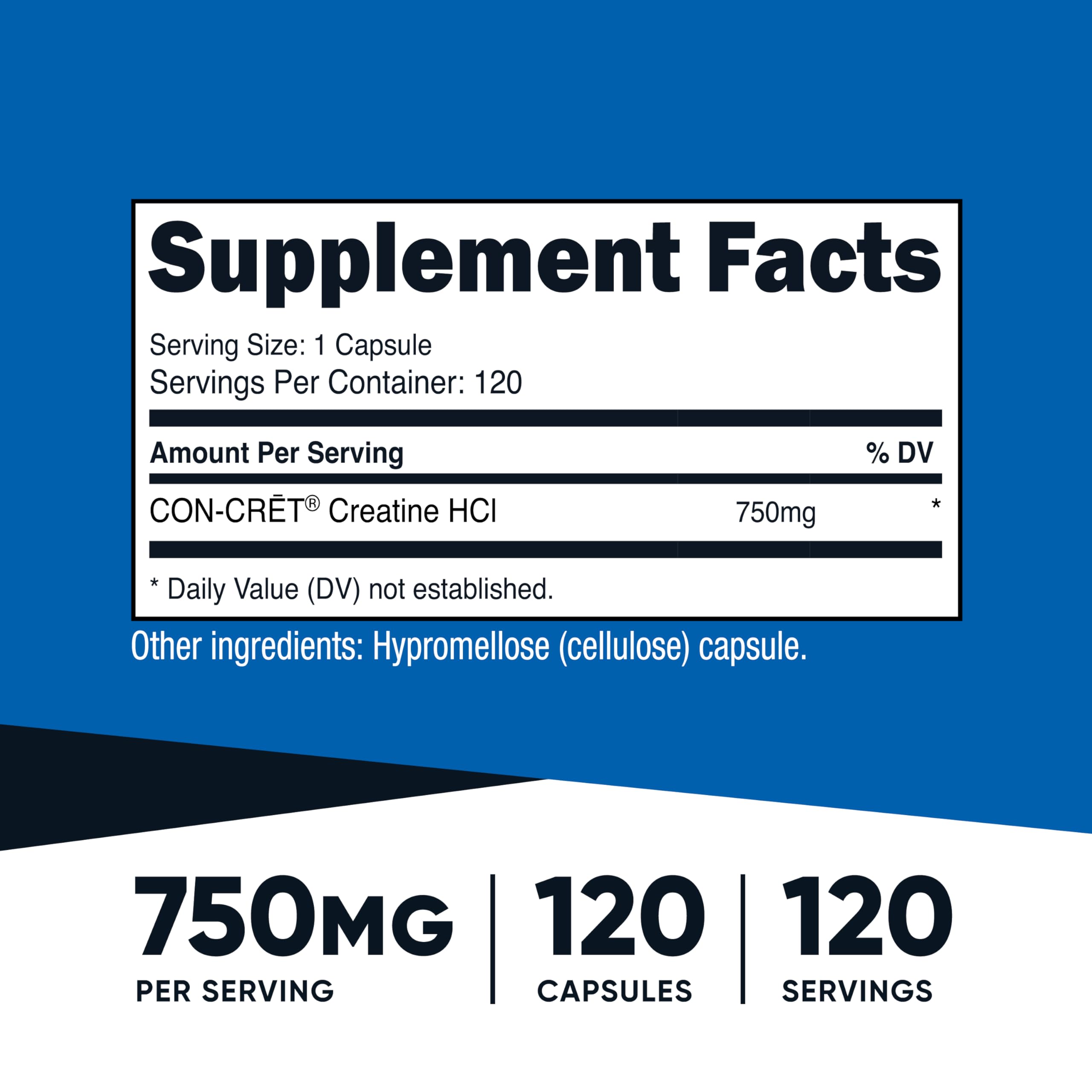 Primer plano de una cápsula Nutricost Creatine HCl mostrando textura y calidad