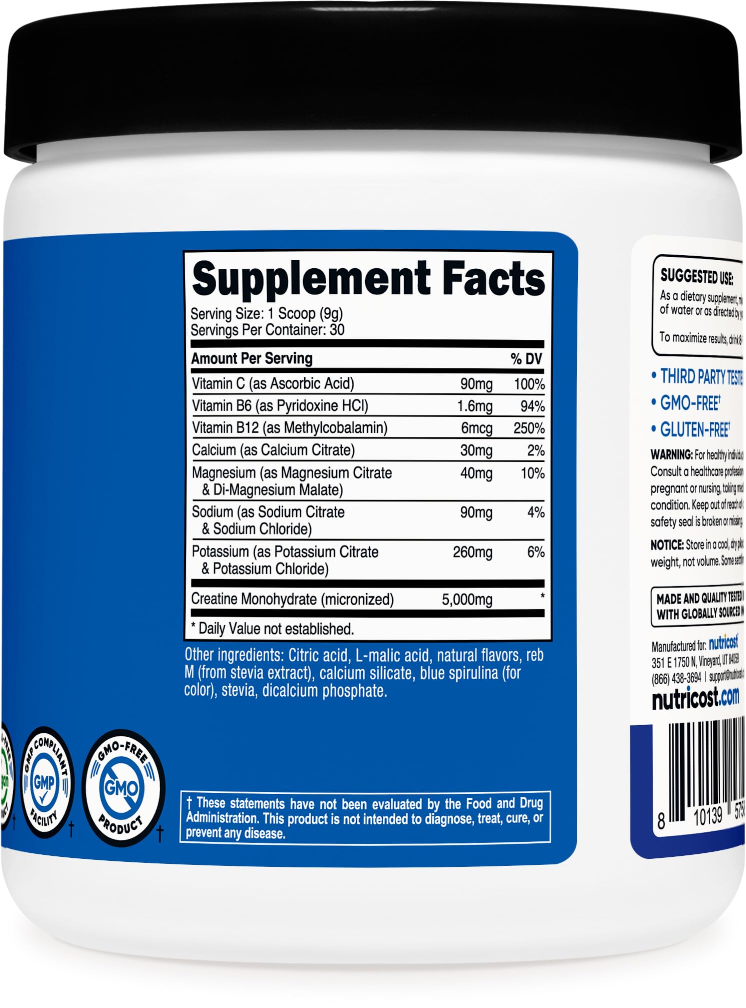 Nutricost suplemento en uso durante entrenamiento para mejor hidratación