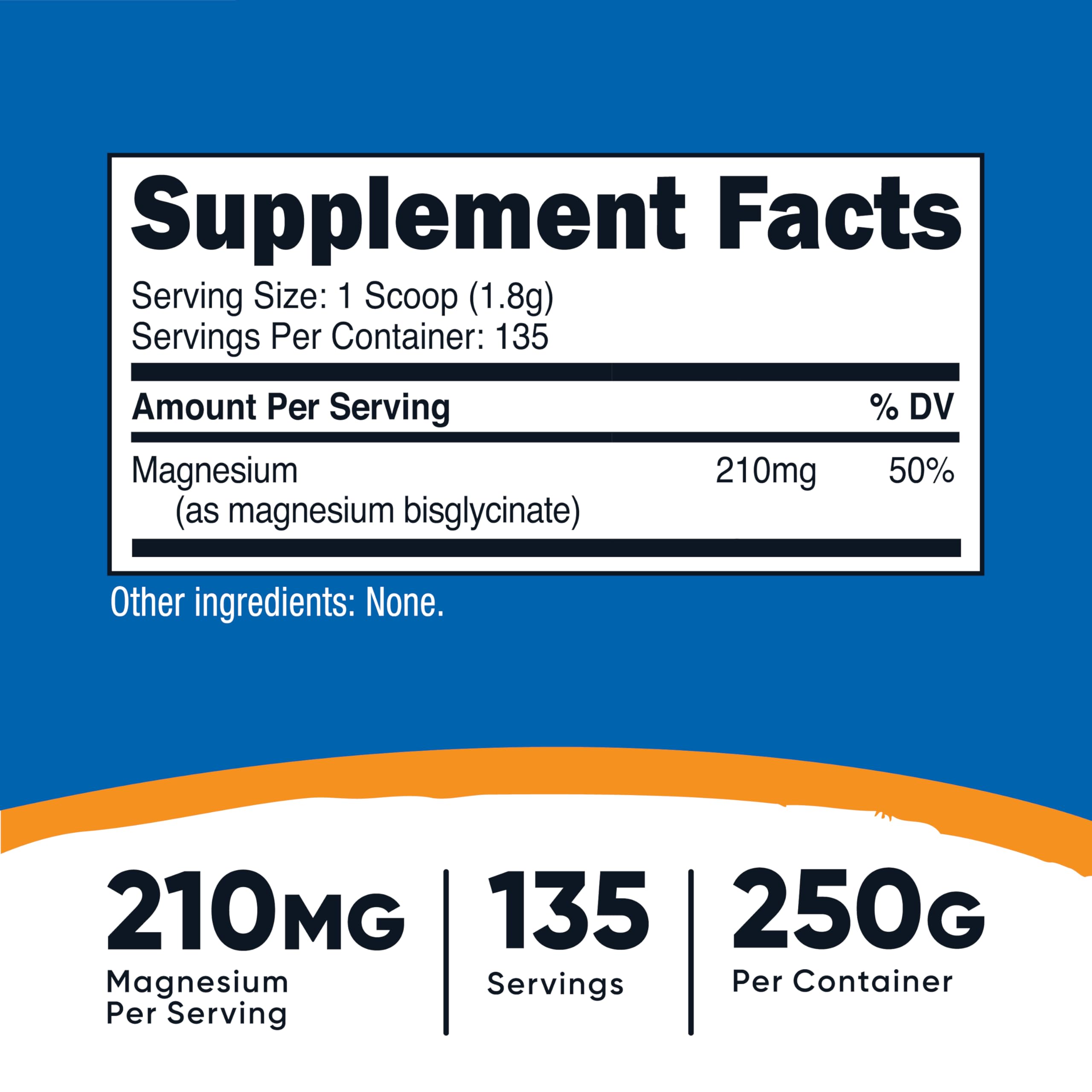 Nutricost cuchara medidora con polvo para dosificar 210 mg de magnesio por porción