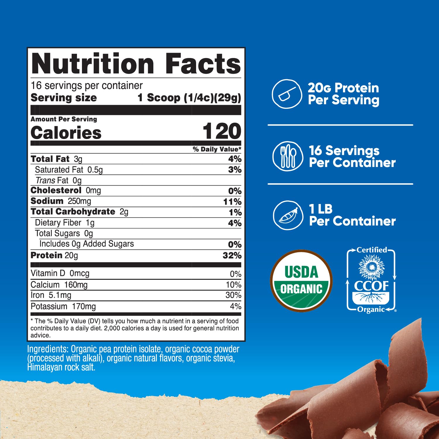 Nutricost cuchara con polvo chocolate para porciones precisas