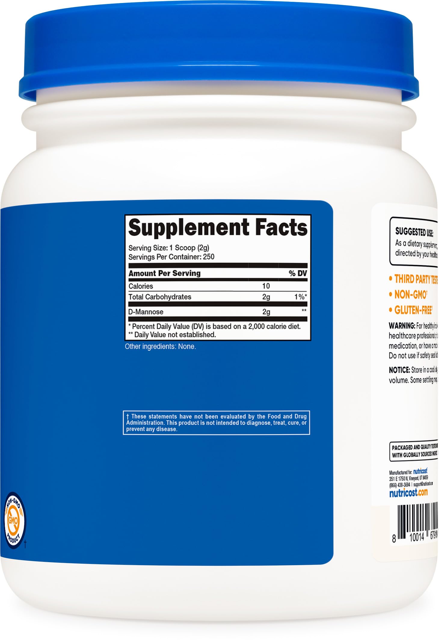 Nutricost etiqueta detallada del producto con información de ingredientes y certificaciones