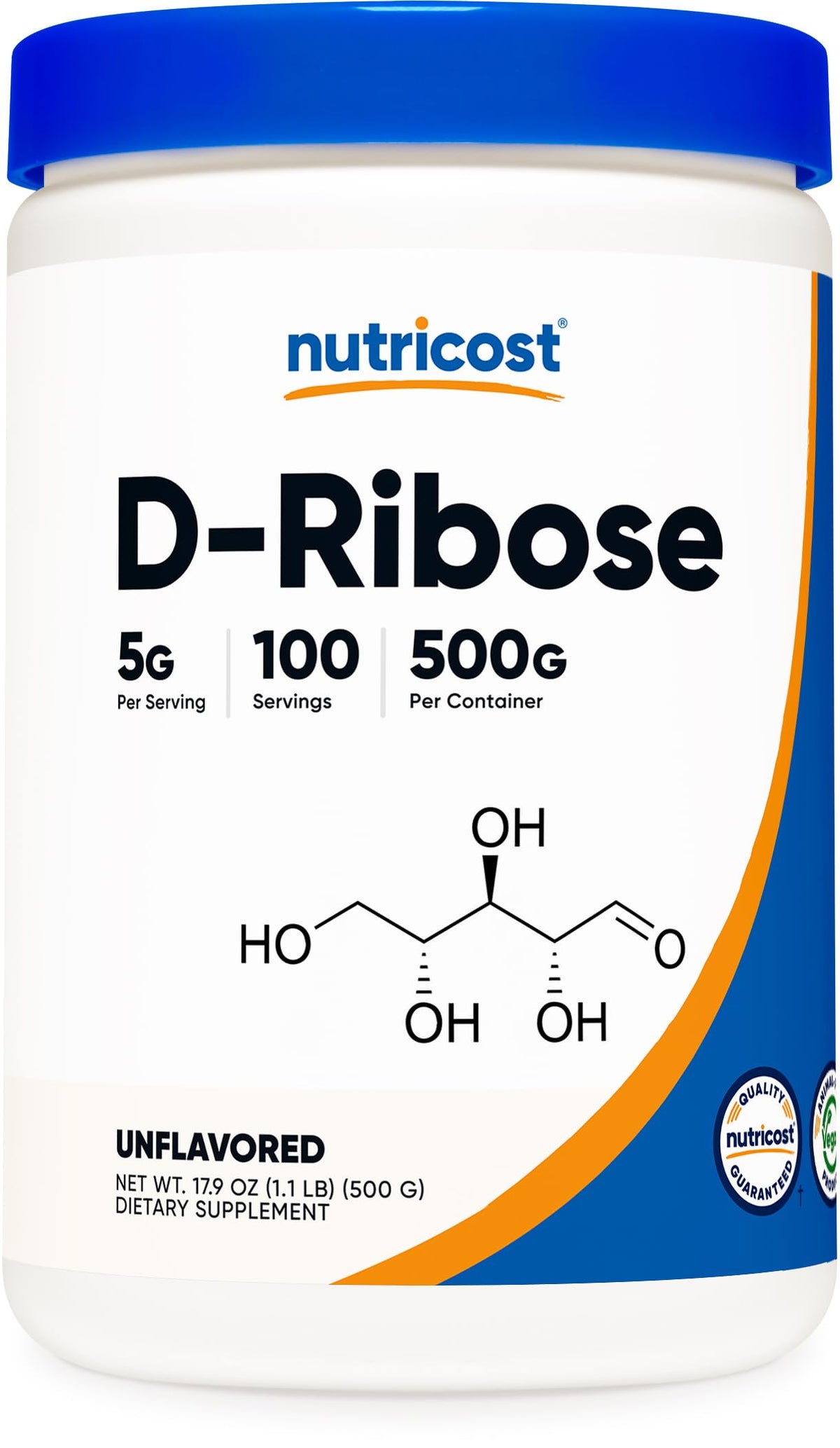 Nutricost envase frontal mostrando etiqueta y beneficios