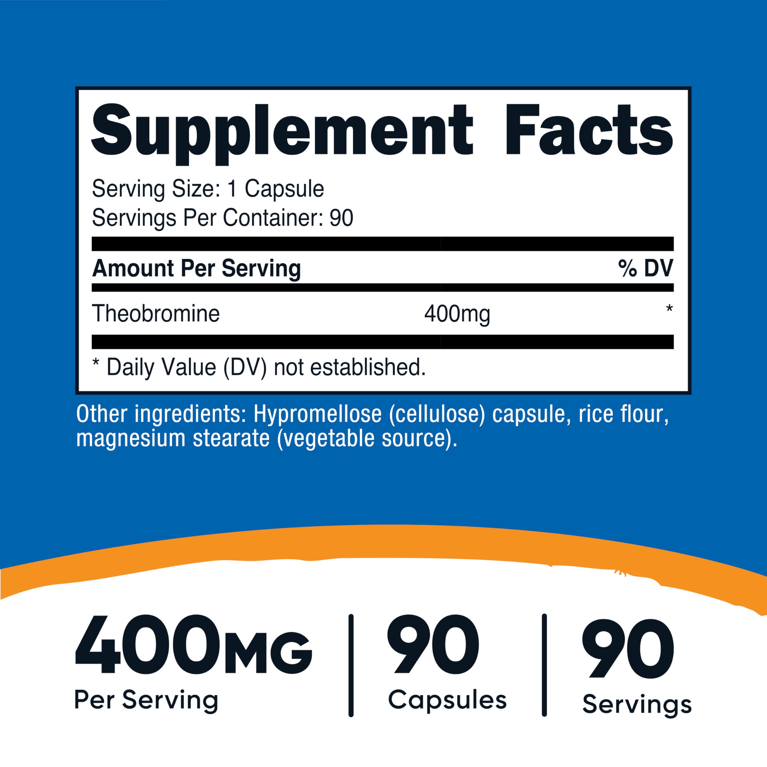 Nutricost etiqueta detallada con ingredientes y 400 mg por cápsula, transparencia informativa